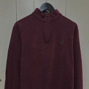 Ralph Lauren Men's Burgundy Half-Zip Pullover Medium Sweater